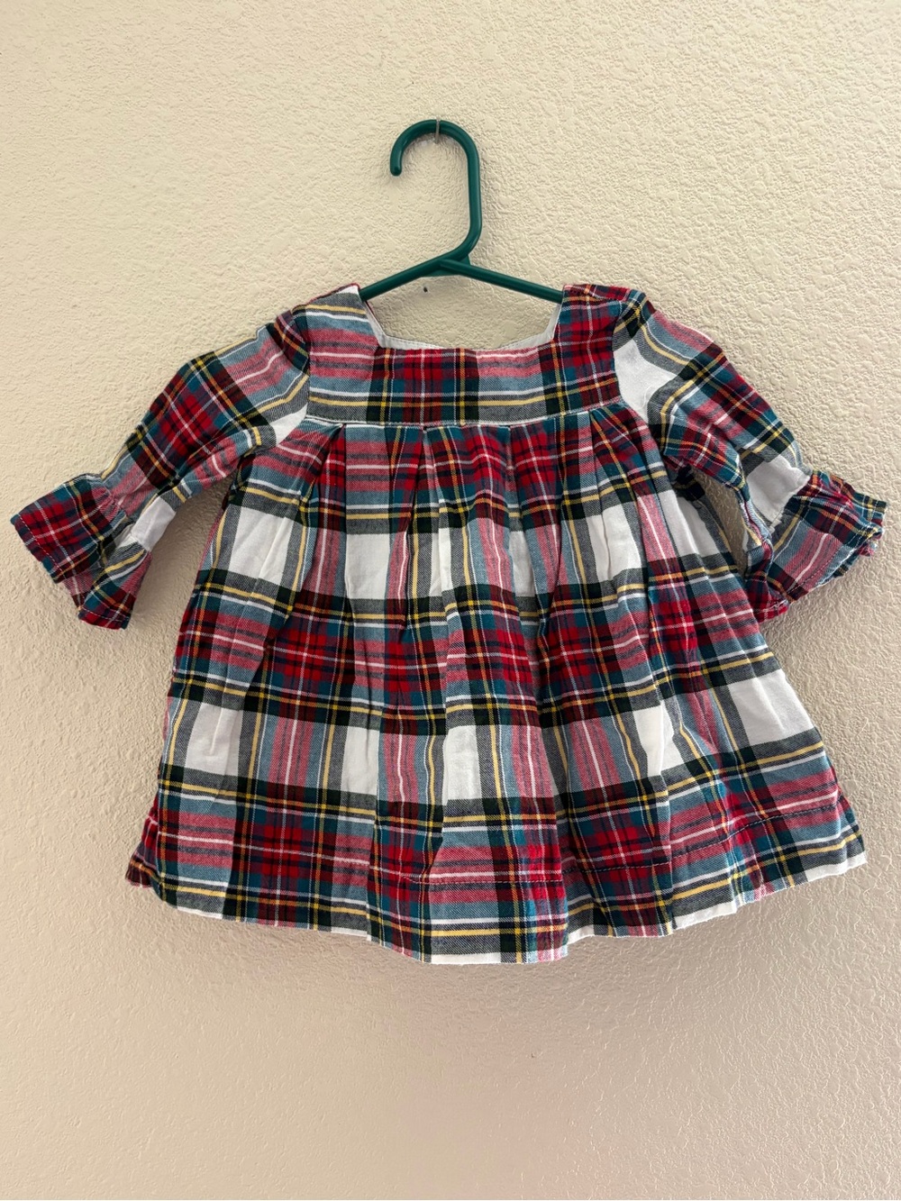 Baby GAP Girls Red, White & Green Plaid Christmas Long-Sleeve Tunic Dress